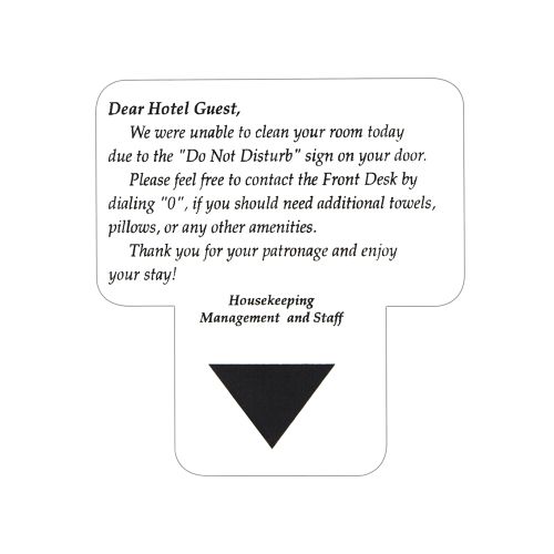 Cartel con Leyenda "Dear Hotel Guest", "Room Not Cleaned Today", Blanco/Negro